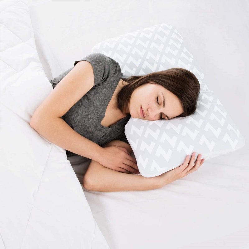 MALOUF Z Shoulder Zoned Dough Memory Foam Pillow - Gel Infused - Premium Tencel Cover - 5 Year U.S. Warranty - Mid Loft - King, Blue - Image 5